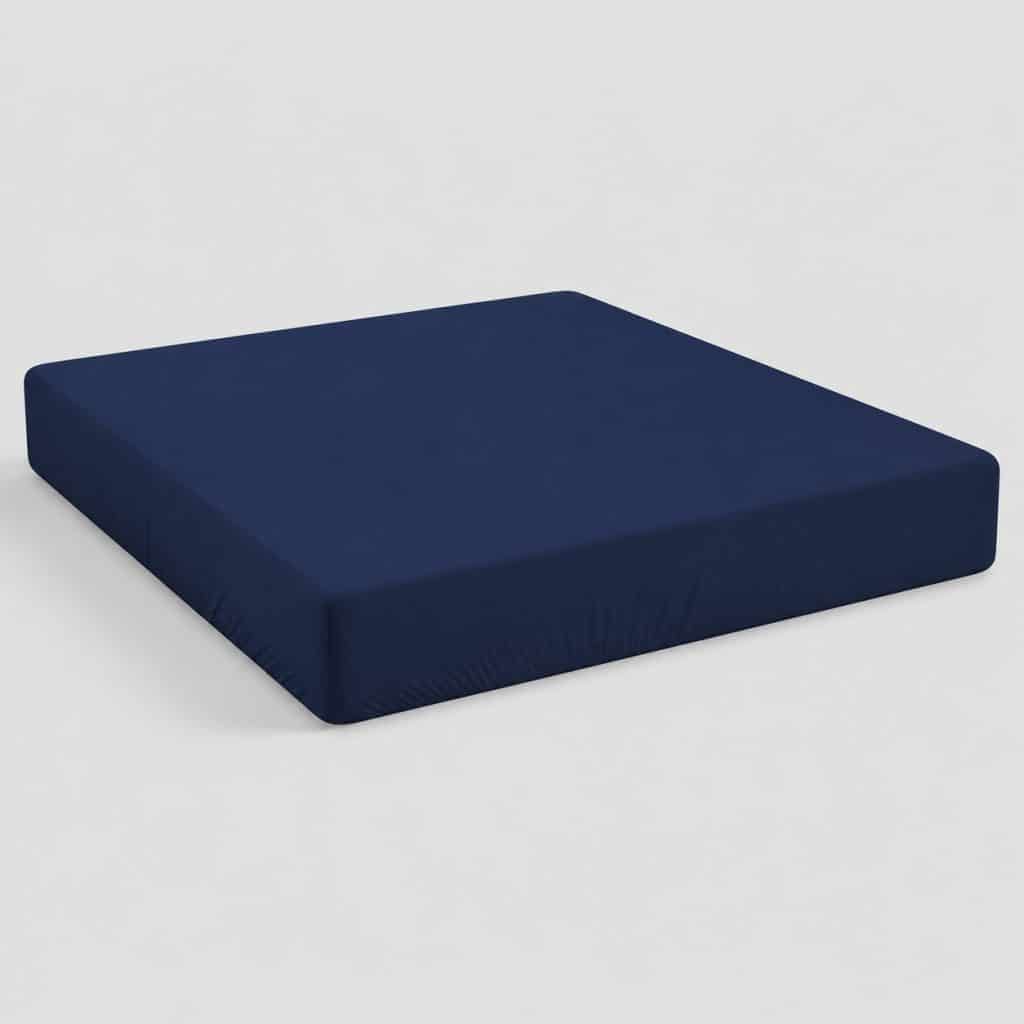 Cache-sommier 200 × 200 cm en jersey coton bleu marine, vue d'ensemble