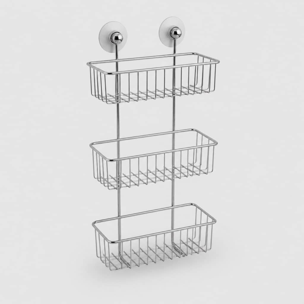 Étagère de douche suspendue à ventouses fixée au mur