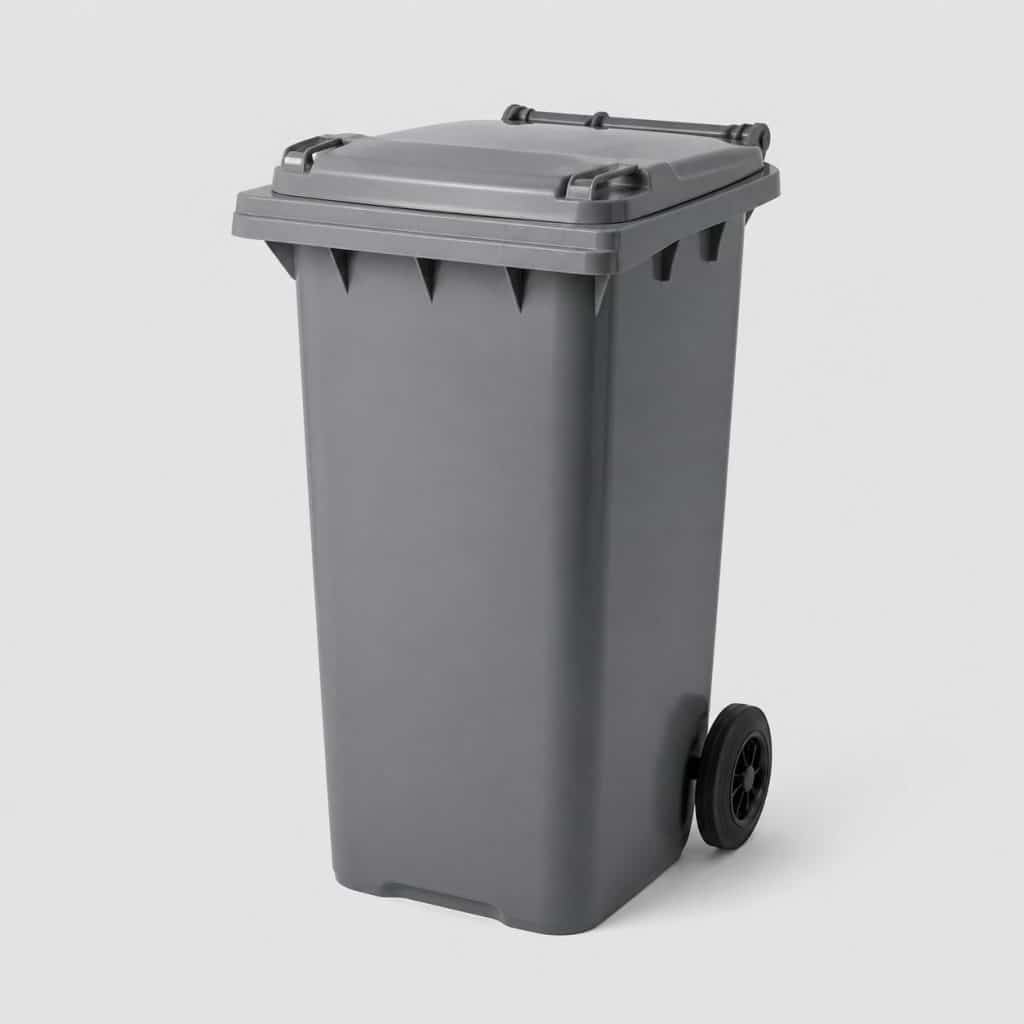 Bac roulant 240 litres gris avec couvercle
