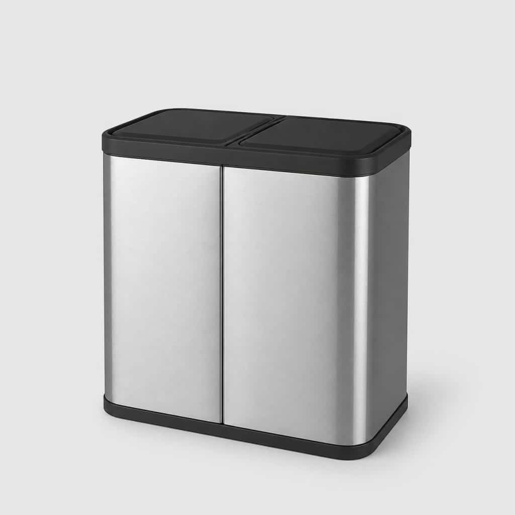 Poubelle double compartiment finition premium en acier