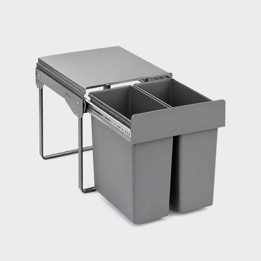 Poubelle double sous-évier coulissante 2 × 15 litres
